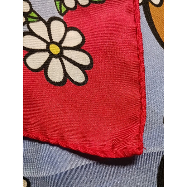 MOSCHINO SMALL SQUARE TEDDY BEAR PRINT SCARF