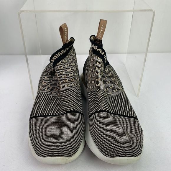 Salvatore Ferragamo Tan Black Sock Sneakers