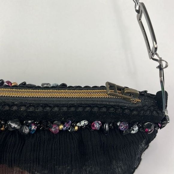 Mary Frances Black Beaded Butterfly Bag