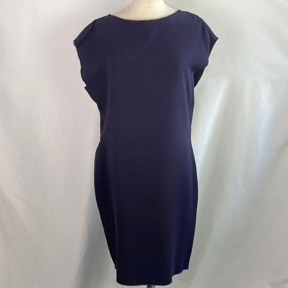 Lanvin Purple Drape Back Wool Dress
