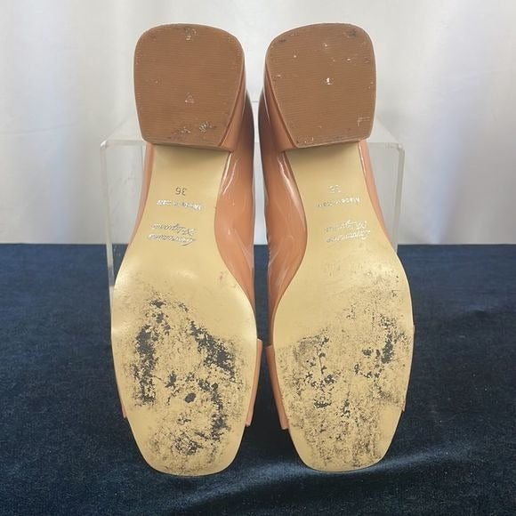 Bruglia Tan Patent Block Heel with Buckle Heels