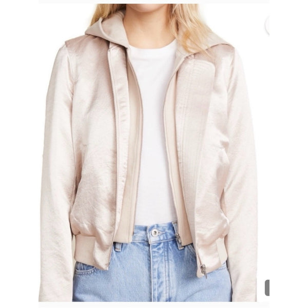 ALC CHAMPAGNE EDISON SATIN HOODED JACKET
