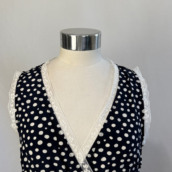 NWT J CREW Navy Dot with Lace Trim Dress