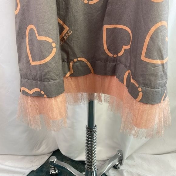 Moschino Grey With Pink Hearts Tulle Bottom Dress