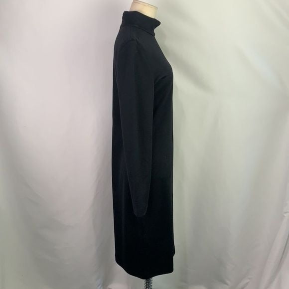 St. John Black Mock Neck Midi Dress