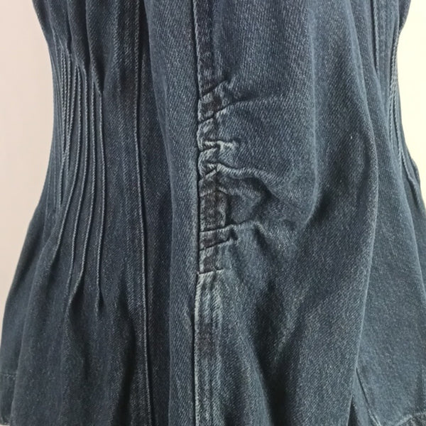 Anthropologie Blue Denim Pleated Waist Shirt Jacket