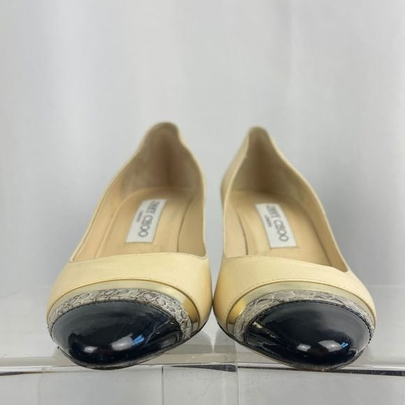 Jimmy Choo Cream Pumps with Black Toe