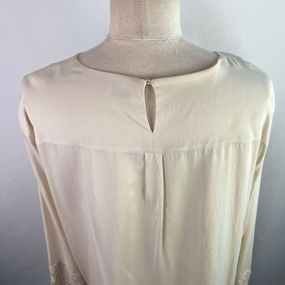 Bruno Cucinelli Cream Silk w Lace Cuffs Top