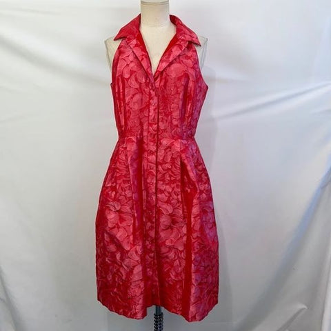 Carmen Marc Valvo NWT Coral Brocade Fit Flare Dress