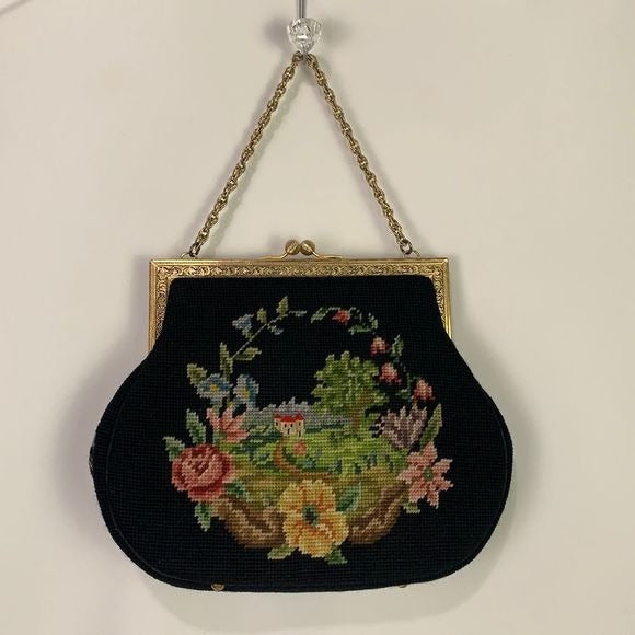 Vintage large hand embroidered bag
