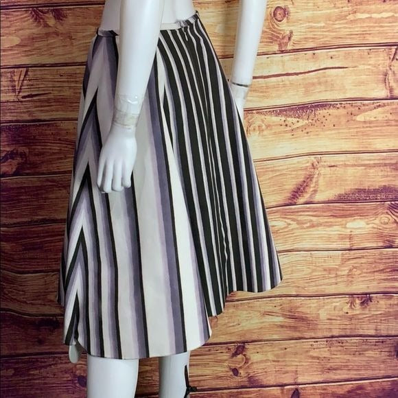 Jason Wu Lilac & Brown Stripe Flare Midi Skirt