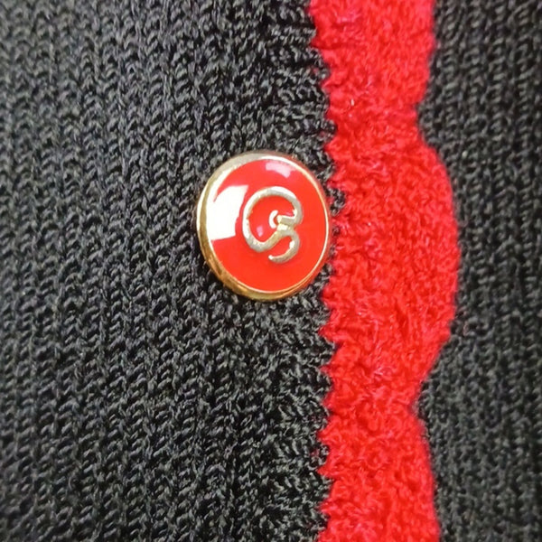 St. John Black W Red Trim Cardigan.