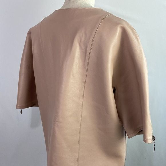 Stogova pink faux leather butterfly cutout jacket