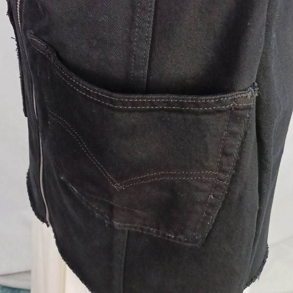 Re/done Black Denim Overall Mini Dress.