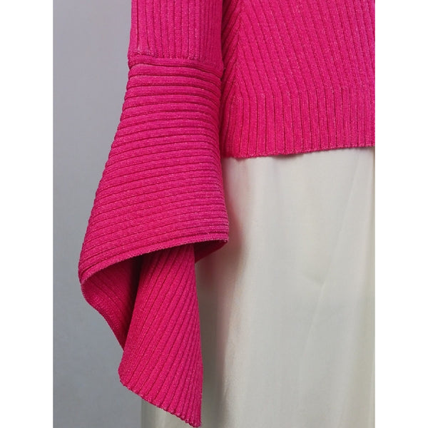 ALCER PINK RIBBED MOCK NECK SWEATER.