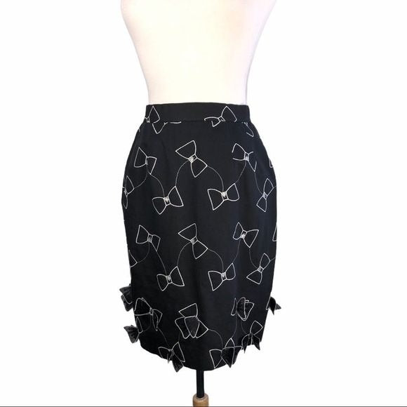 Rare Vintage Black Bow Tie Skirt & Jacket Set