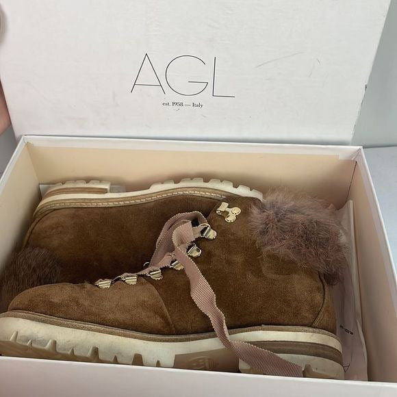 AGL Tan Suede Fur Lined Boots