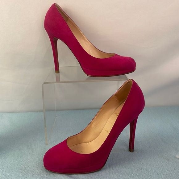 Christian Louboutin Pink Suede Platform Pumps As Is Shoes