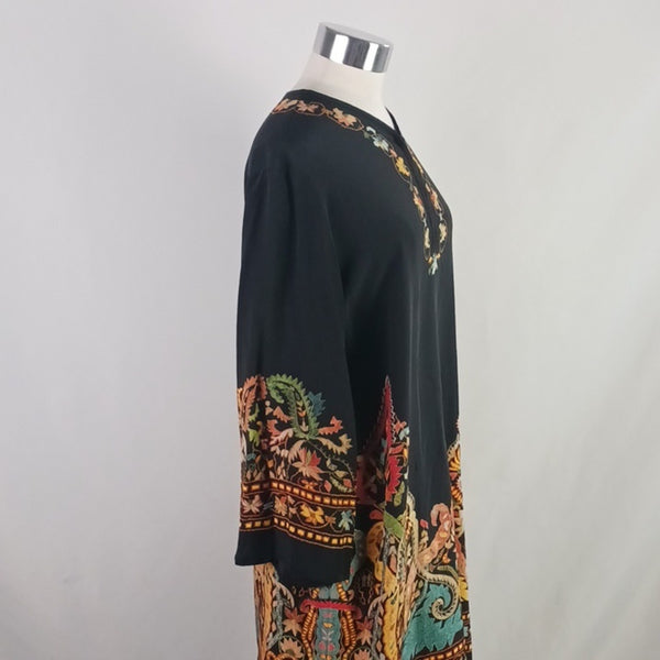 Etro Blk W Floral Print Silk TunicDress.