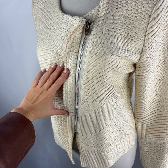 IRO cream with gold textured side zip jacket