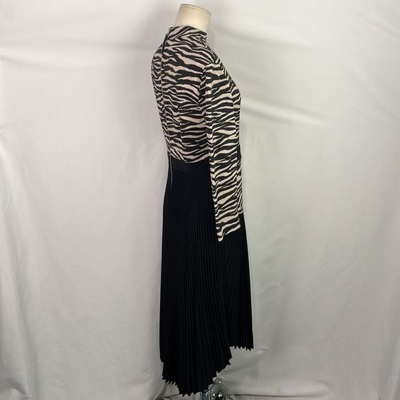 NWT ALC Animal Print Top w Black Pleated Bottom Dress