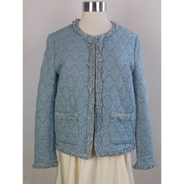 J MCLOUGHLIN DENIM QUILTED JACKET.