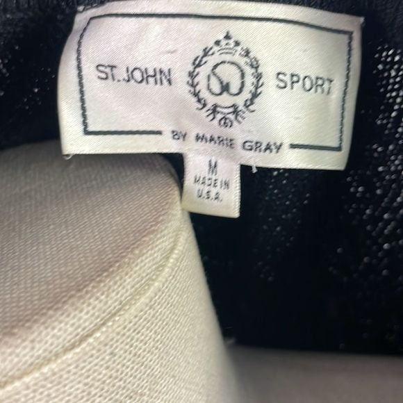 St John Black With Cream Trim Zip Jacket Sweater