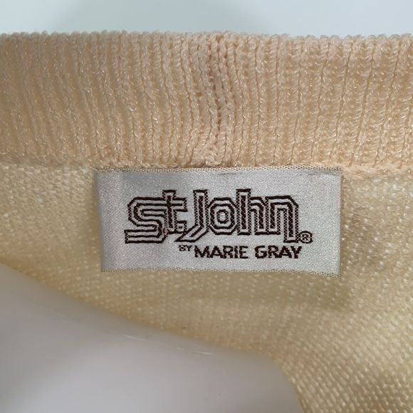St. John NWT cream blue striped knit cardigan
