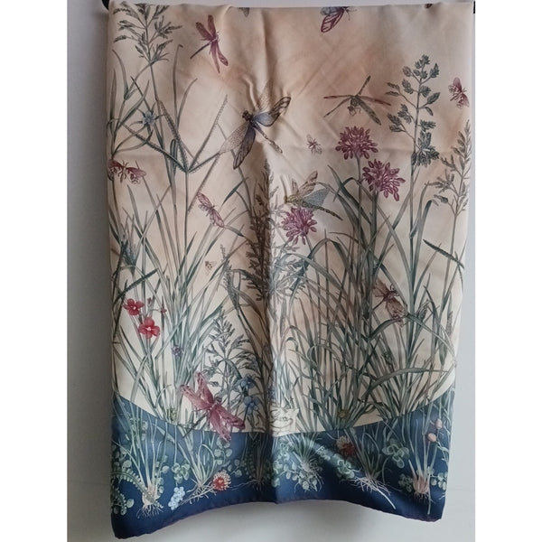 GUCCI VINTAGE FLORAL Insect Print Silk Scarf