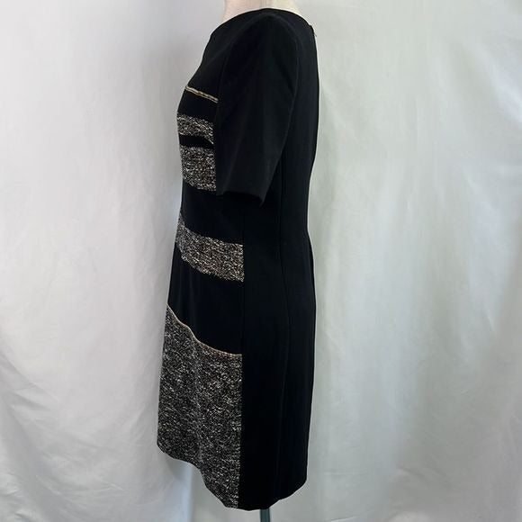 NWT Axara Gold Tweed/Gold Beads Black Dress