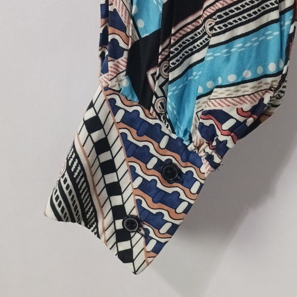 Reiss Multi Scarf Print Long Sleeve W Belt Dress.