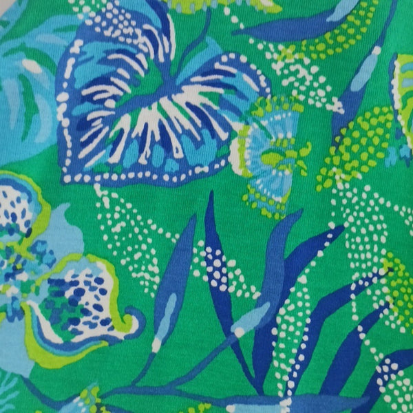 Lilly Pulitzer Green and Blue One-Shoulder Romper.