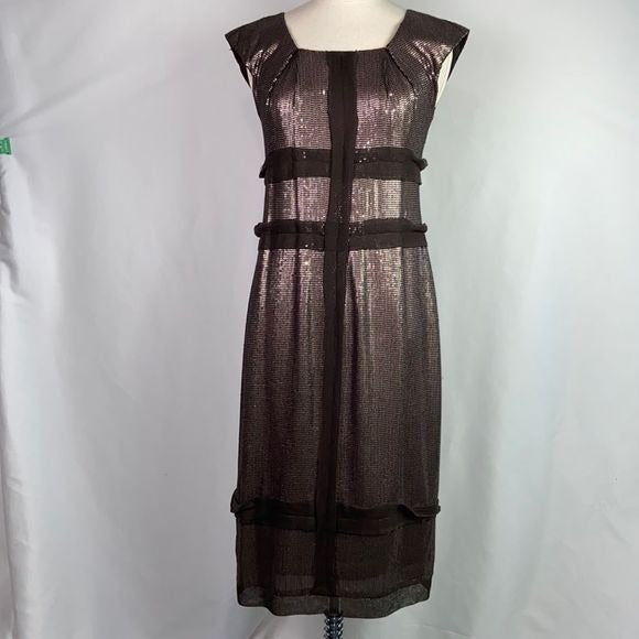 Robert Rodriguez Copper Beaded Cocktail Dress