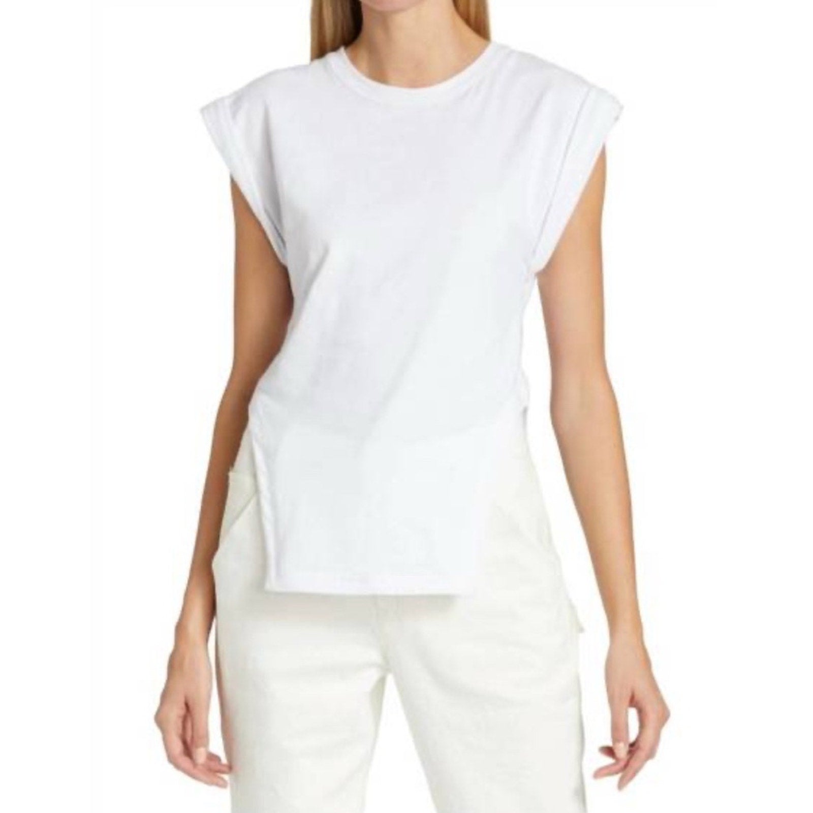 A.L.C. Classic White Cap Sleeve Cut Out Front T-Shirt
