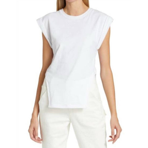 A.L.C. Classic White Cap Sleeve Cut Out Front T-Shirt