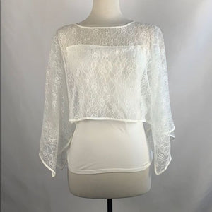Ann Fontaine White Lace Overlay Top NEW