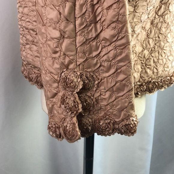 Ermanno Scervino Tan Textured W Flower Trim Jacket