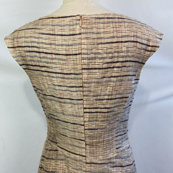 Hugo Boss Tan Striped Fit Flare Dress