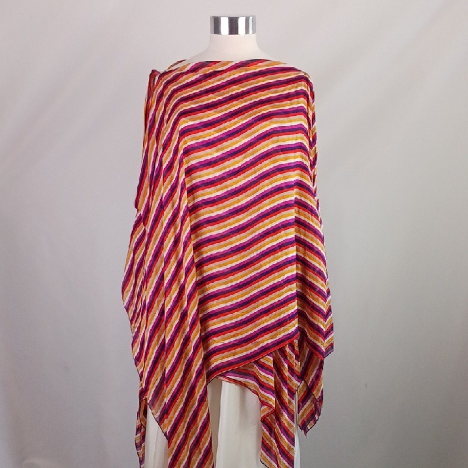 Trina Turk Multi Striped Poncho Top/Silk Set.