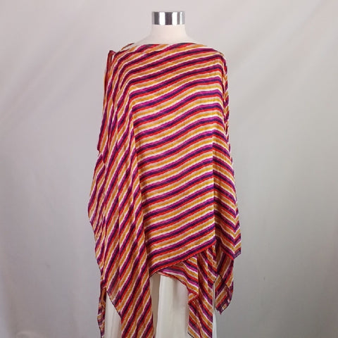 Trina Turk Multi Striped Poncho Top/Silk Set.