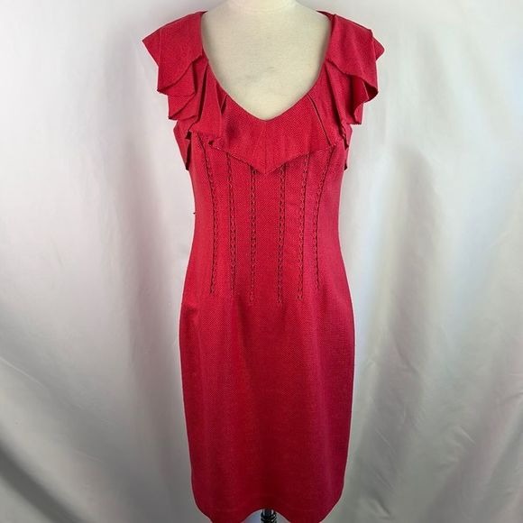 Kay Unger NWT Pink Dress with Ruffle Neck