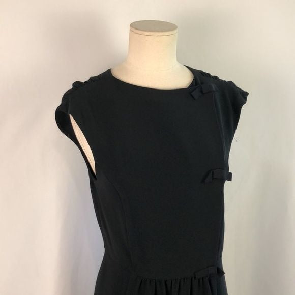 Miu Miu Black Midi With Snap Bow Back Dress