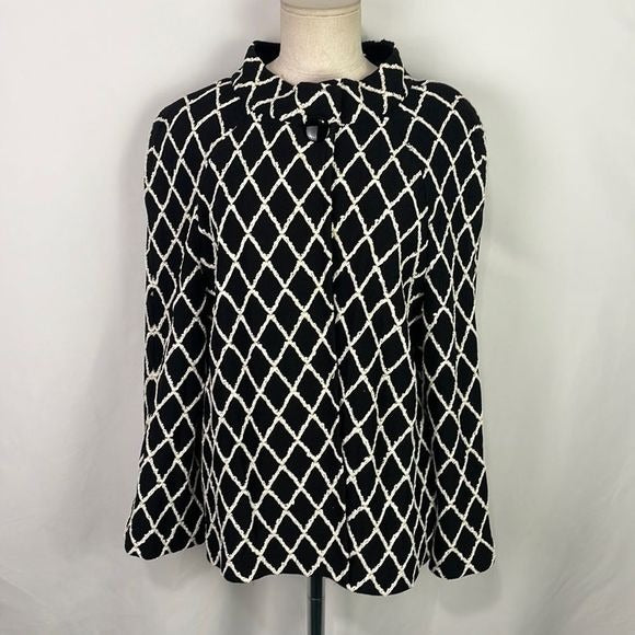 St John Black White Print Button Front Jacket