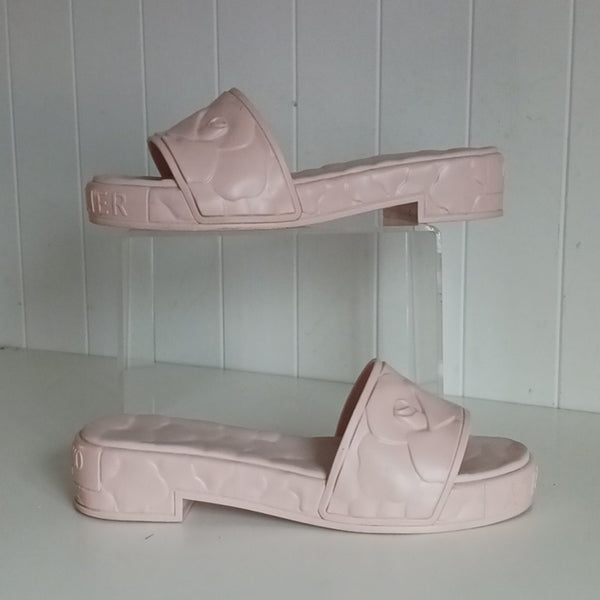 Valentino Garavani  Pink Flower Slide Sandals.