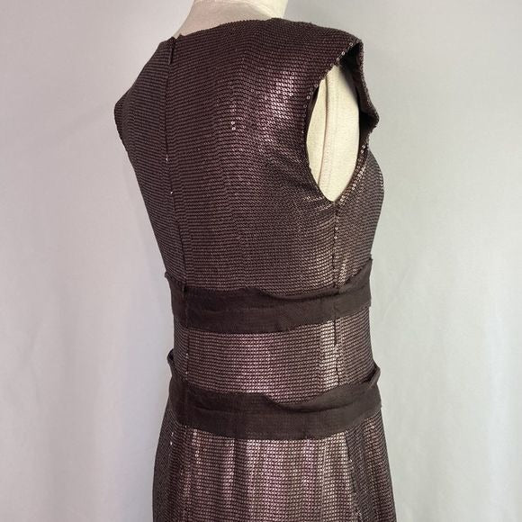 Robert Rodriguez Copper Beaded Cocktail Dress