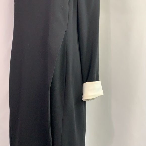 Mikael Aghal Black Dress w/ Cream Collar/Cuffs
