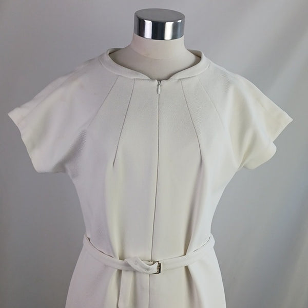 Diane Von Furstenberg Sleeve W Belt Cream Midi Dress.