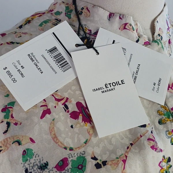 NWT Isabel Marant Ecru Floral Print Dress