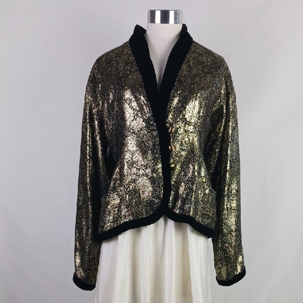 Lanvin Vintage Gold Lamé & Black Velvet Jacket