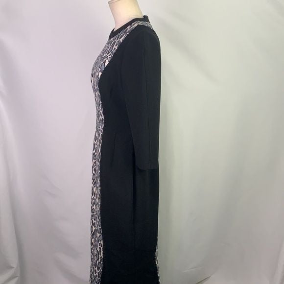 Stogova grey animal print black color block dress